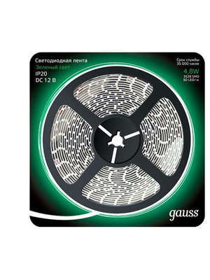 Светодиодная лента Gauss 5M зеленый 4,8W 3528SMD 60LED/m 312000605