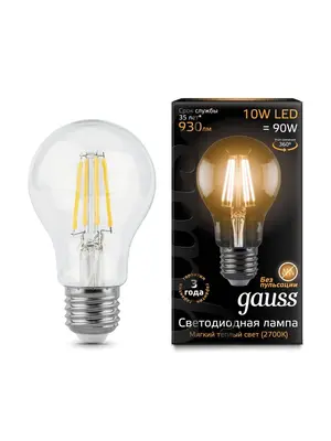 Лампа светодиодная филаментная E27 10W 2700К прозрачная 102802110