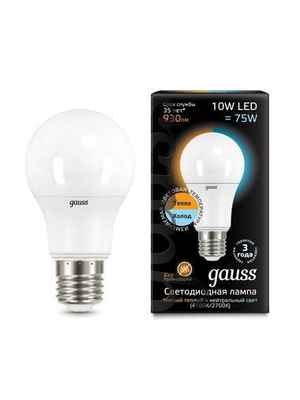 Лампа светодиодная E27 10W 2700-4100K матовая 102502110-T