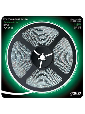 Светодиодная лента Gauss 5M зеленый 4,8W 3528SMD 60LED/m 311000605