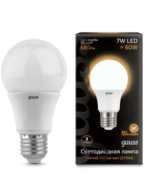 Лампа cветодиодная E27 7W 3000K матовая 102502107