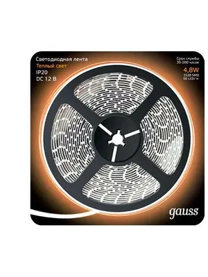 Светодиодная лента Gauss 5M теплый белый 4,8W 3528SMD 60LED/m 312000105