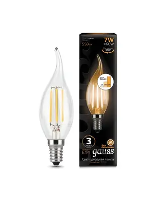 Лампа светодиодная филаментная диммируемая E14 7W 2700K прозрачная 104801107-S