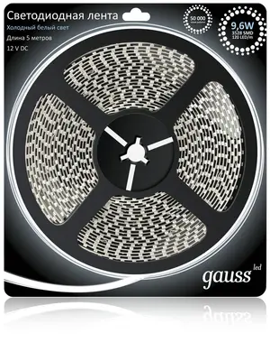 Светодиодная лента Gauss 5M холодный белый 9.6W 3528SMD 120LED/m 312000310