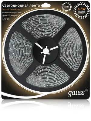 Светодиодная лента Gauss 5M теплый белый 4,8W 3528SMD 60LED/m 311000105