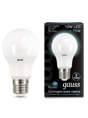 Лампа светодиодная LED A60 E27 10W 4100K матовая 102502210