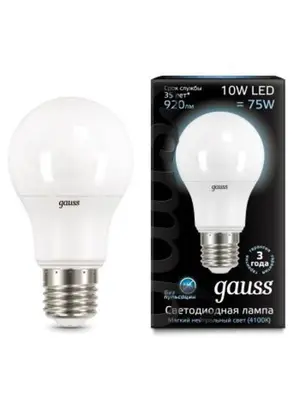 Лампа светодиодная LED A60 E27 10W 4100K матовая 102502210