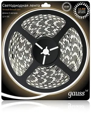 Светодиодная лента Gauss 5М теплый белый 14,4W 5050SMD 60LED/m 312000114