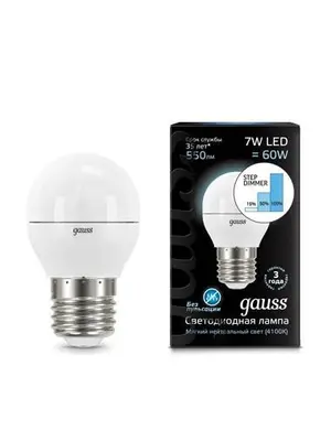 Лампа светодиодная диммируемая E27 7W 4100K матовая 105102207-S