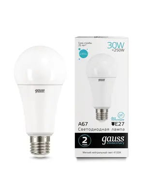 Лампа светодиодная E27 30W 4100K матовая 73229