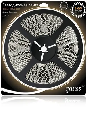 Светодиодная лента Gauss 5M теплый белый 9,6W 3528SMD 120LED/m 311000110