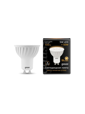 Лампа cветодиодная GU10 5W 3000K матовая 101506105