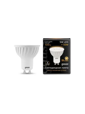 Лампа cветодиодная GU10 5W 3000K матовая 101506105