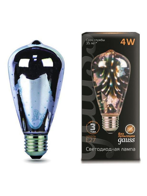 Лампа светодиодная E27 4W RGB разноцветная 147802404