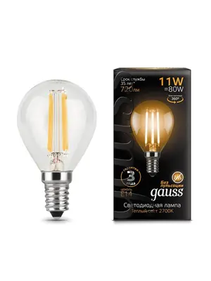 Лампа светодиодная филаментная E14 11W 2700К прозрачная 105801111