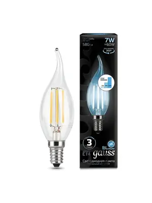 Лампа светодиодная филаментная диммируемая E14 7W 4100K прозрачная 104801207-S