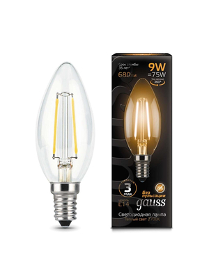 Лампа светодиодная филаментная E14 9W 2700К прозрачная 103801109