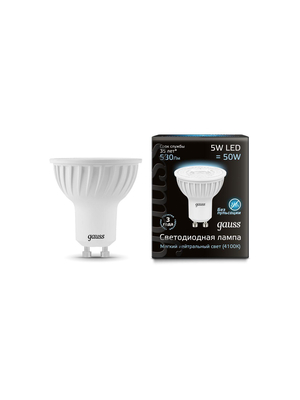 Лампа cветодиодная GU10 5W 4100K матовая 101506205
