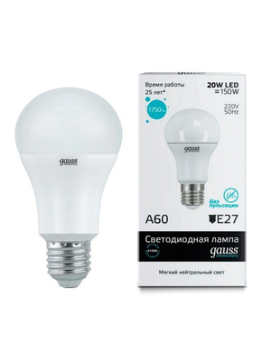 Лампа cветодиодная E27 20W 4100K матовая 23229