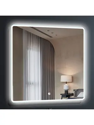 Зеркало Esbano ES-2073TDS 80 x 80 см с подсветкой и подогревом и часами