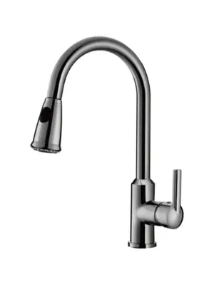 Смеситель для кухни с выдвижной лейкой с душем Gerhans K14082A суперсталь