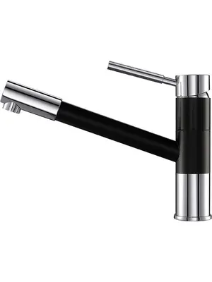 Смеситель для кухни с выдвижной лейкой Gerhans K14086B черный/хром