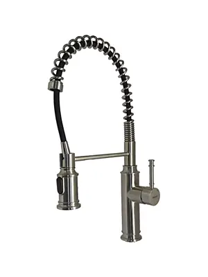 Смеситель для кухни с выдвижным изливом на пружине с душем Gerhans 7 K14092 суперсталь