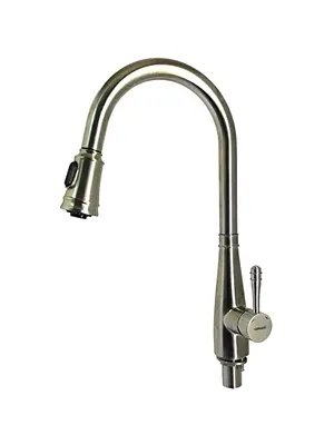 Смеситель для кухни с выдвижной лейкой с душем Gerhans K14 K14093 суперсталь