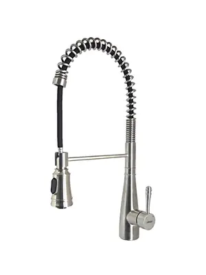 Смеситель для кухни с гибким изливом на пружине с душем Gerhans K14 K14094 суперсталь