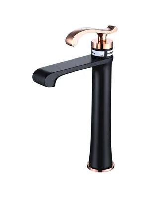Смеситель для раковины Gerhans K26B K11126B черный/розовое золото