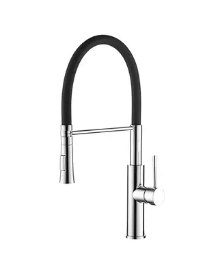 Смеситель для кухни с гибким изливом с душем Ledeme L4097-2 черный/хром