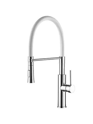 Смеситель для кухни с гибким изливом с душем Ledeme L4097-3 белый/хром