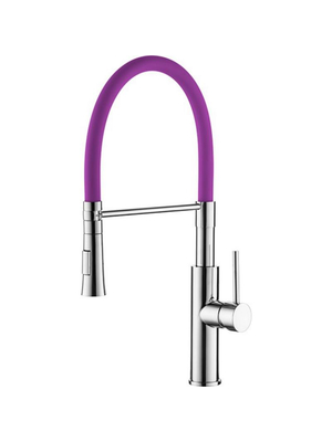 Смеситель для кухни с гибким изливом с душем Ledeme L4097-8 фиолетовый/хром