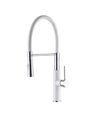Смеситель для кухни с гибким изливом с душем Ledeme L4097W-3 белый/хром