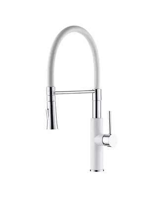 Смеситель для кухни с гибким изливом с душем Ledeme L4097W-3 белый/хром