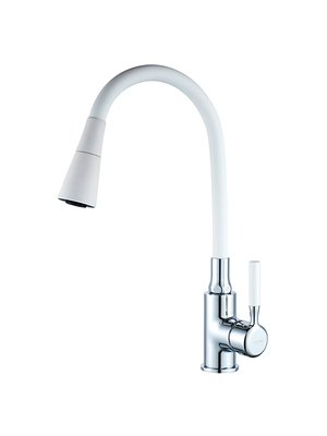 Смеситель для кухни с гибким изливом с душем Ledeme Rainbow R L4199-3 белый/хром