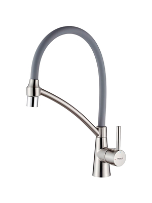 Смеситель для кухни с гибким изливом с душем Ledeme L4399A-9 серый/суперсталь