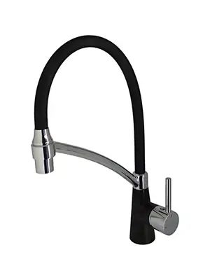 Смеситель для кухни с гибким силиконовым изливом с душем Ledeme R L4399B-2 черный/хром