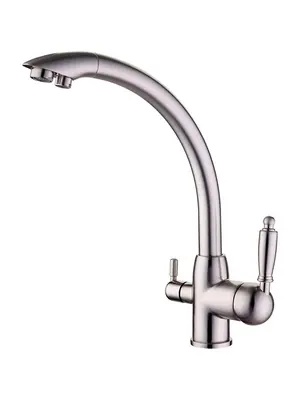 Смеситель для кухни со встроенным краном под фильтр питьевой воды Ledeme R L4455A-3 суперсталь