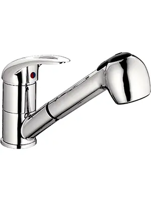 Смеситель для кухни с выдвижной лейкой с душем Ledeme H02-B L6002-B хром