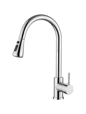 Смеситель для кухни с выдвижной лейкой с душем Ledeme L6155 хром