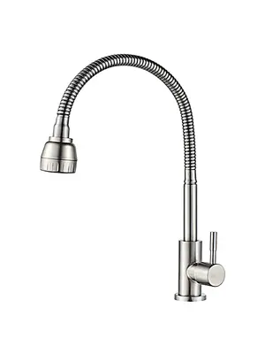 Моно кран для холодной воды с гибким изливом с душем Ledeme R L74295 суперсталь