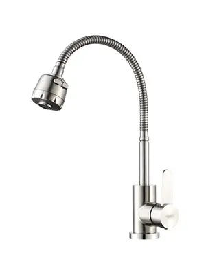 Смеситель для кухни Ledeme R L74304 с гибким изливом с душем суперсталь