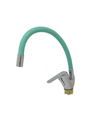 Смеситель для кухни с гибким изливом Ledeme L4132-1 бирюзовый/хром