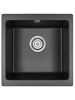 Мойка из камня Paulmark Gera 50 PM104546-BLM черный металлик кварц 44.5 х 46 см