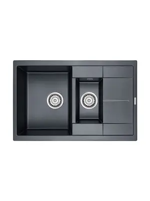 Мойка из камня Paulmark Flugen 60 PM237850-BLM черный металлик кварц 77.5 х 49.5 см