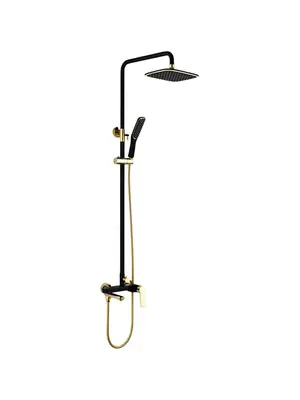 Душевая стойка со смесителем Ledeme L2414B черный/золото