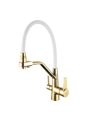 Смеситель для кухни с гибким изливом Rose R558E золото