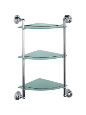 Угловая стеклянная полка Ledeme L1407-3 хром