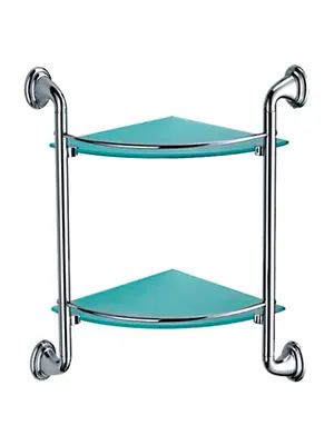 Угловая стеклянная полка Ledeme L1507-2 хром